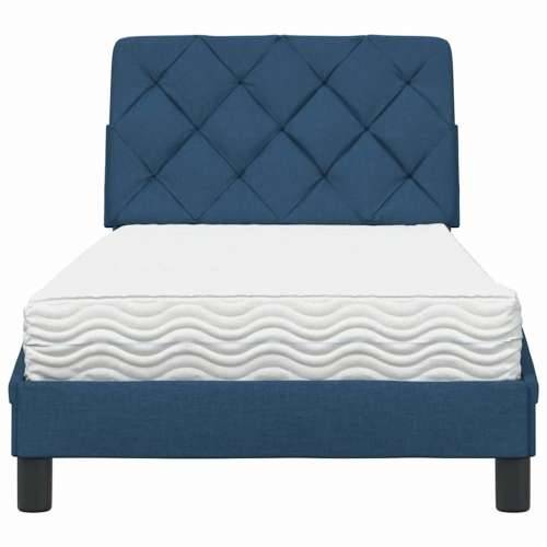Krevet s madracem plavi 90 x 190 cm od tkanine - Plava 90 x 190 cm Cijena