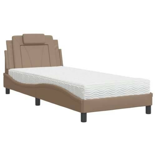 Krevet s madrac cappuccino 90x190 cm od umjetne kože - Boja cappuccina 90 x 190 cm Cijena