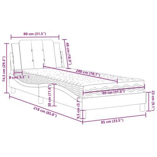 Krevet s madracem cappuccino boje 80 x 200 cm od umjetne kože - Boja cappuccina 80 x 200 cm Cijena