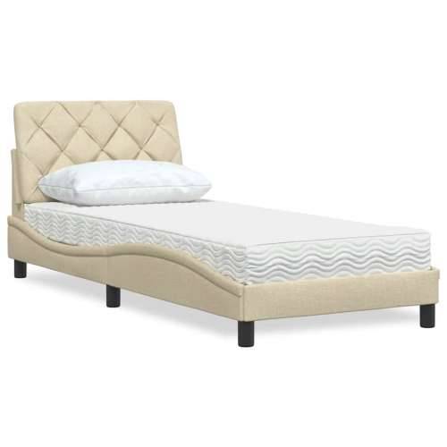 Krevet s madracem krem 90 x 190 cm od tkanine - Krema 90 x 190 cm Cijena
