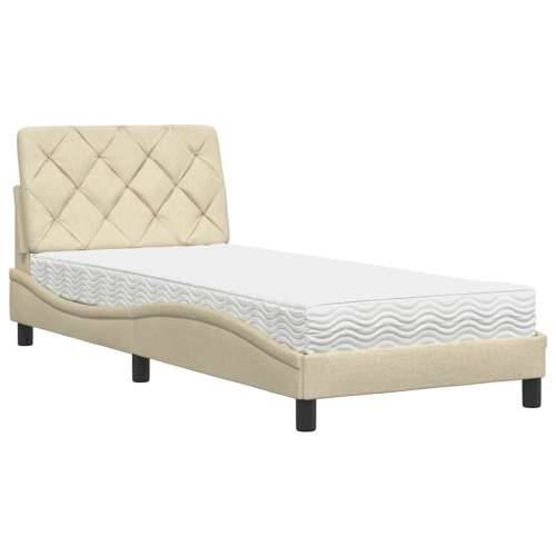 Krevet s madracem krem 90 x 190 cm od tkanine - Krema 90 x 190 cm Cijena