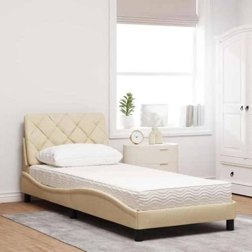 Krevet s madracem krem 90 x 190 cm od tkanine - Krema 90 x 190 cm Cijena