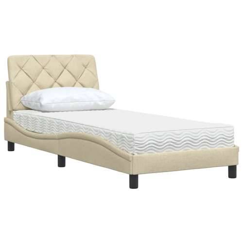 Krevet s madracem krem 90 x 190 cm od tkanine - Krema 90 x 190 cm Cijena