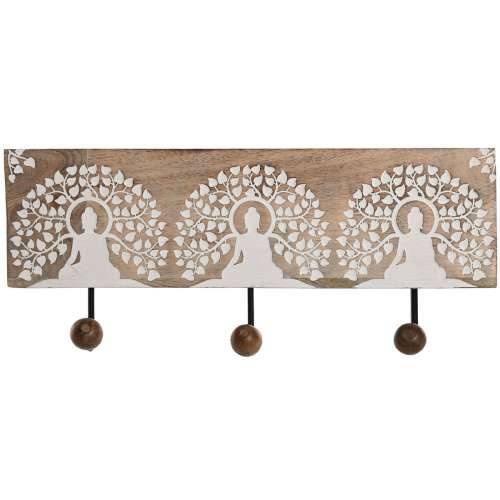 Zidna vješalica Home ESPRIT Bijela Crna Prirodno Metal Drvo Manga Buda 38 x 5 x 16 cm Cijena