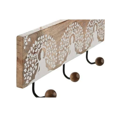 Zidna vješalica Home ESPRIT Bijela Crna Prirodno Metal Drvo Manga Buda 38 x 5 x 16 cm Cijena