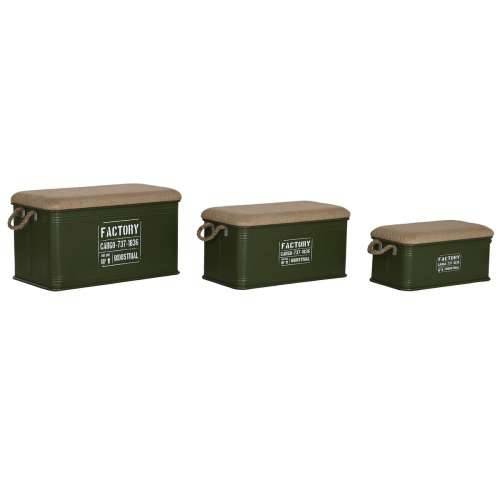 Set Škrinja Home ESPRIT Tamnozelena Prirodno Metal Uže Vlakna 69 X 37 X 37,5 cm (3 kom.) Cijena