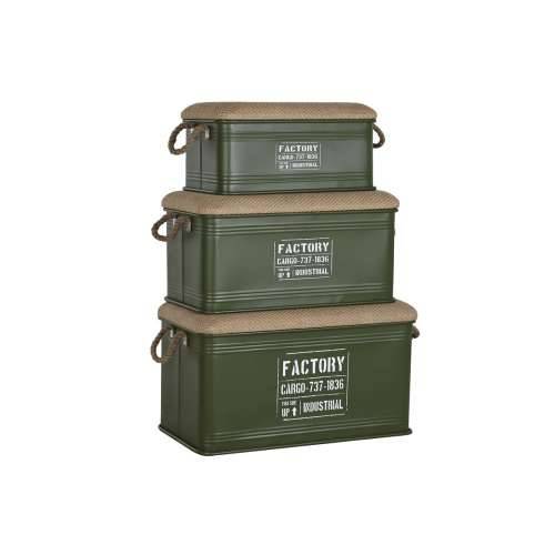 Set Škrinja Home ESPRIT Tamnozelena Prirodno Metal Uže Vlakna 69 X 37 X 37,5 cm (3 kom.) Cijena