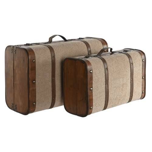 Set Škrinja Home ESPRIT Smeđa Bež Poliester Drvo 60 x 37 x 24 cm Cijena