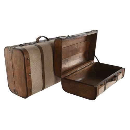Set Škrinja Home ESPRIT Smeđa Bež Poliester Drvo 60 x 37 x 24 cm Cijena