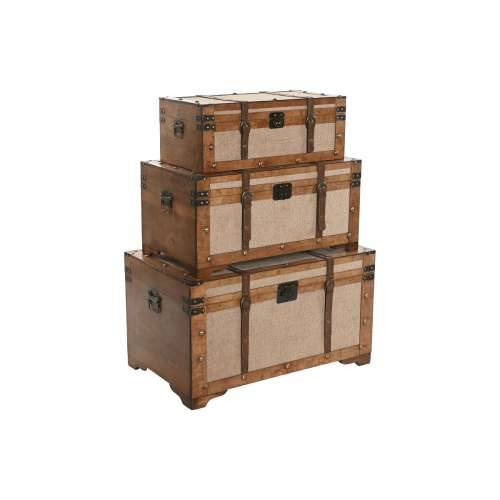 Set Škrinja Home ESPRIT Smeđa Bež Poliester Drvo 80 x 49 x 45 cm (3 kom.) Cijena