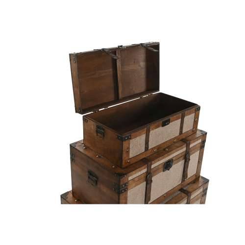 Set Škrinja Home ESPRIT Smeđa Bež Poliester Drvo 80 x 49 x 45 cm (3 kom.) Cijena