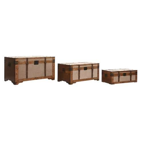 Set Škrinja Home ESPRIT Smeđa Bež Poliester Drvo 80 x 49 x 45 cm (3 kom.) Cijena