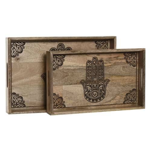 Set pladnjeva Home ESPRIT Prirodno Drvo Manga 43,5 x 27 x 5,5 cm (2 kom.) Cijena