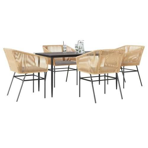 Vrtna garnitura - 5-dijelni vrtni blagovaonski set s jastucima poliratan i staklo - Smeđa 160 x 80 x 74 cm 4 Cijena
