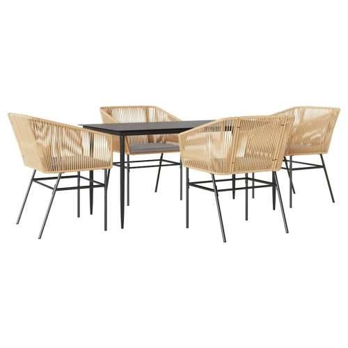 Vrtna garnitura - 5-dijelni vrtni blagovaonski set s jastucima poliratan i staklo - Smeđa 160 x 80 x 74 cm 4 Cijena