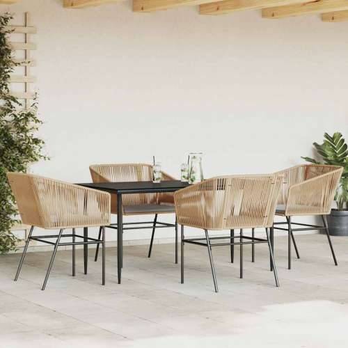 Vrtna garnitura - 5-dijelni vrtni blagovaonski set s jastucima poliratan i staklo - Smeđa 160 x 80 x 74 cm 4 Cijena