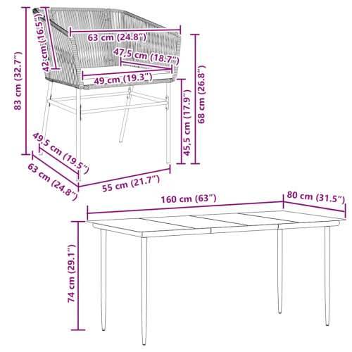 Vrtna garnitura - 5-dijelni vrtni blagovaonski set s jastucima poliratan i staklo - Smeđa 160 x 80 x 74 cm 4 Cijena