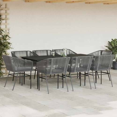 Vrtna garnitura - 9-dijelni vrtni blagovaonski set s jastucima poliratan i staklo - Siva 200 x 100 x 74 cm 8 Cijena