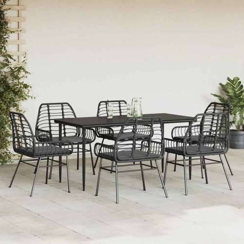Vrtna garnitura - 7-dijelni vrtni blagovaonski set s jastucima, crno - Crna 160 x 80 x 74 cm Da 6 Cijena