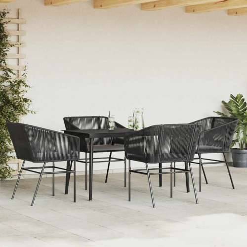 Vrtna garnitura - 5-dijelni vrtni blagovaonski set s jastucima od crnog - Crna 140 x 70 x 74 cm 4 Cijena