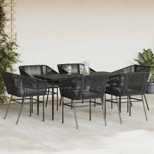 Vrtna garnitura - 7-dijelni vrtni blagovaonski set s jastucima, crno - Crna 160 x 80 x 74 cm 6 Cijena