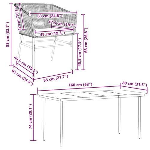 Vrtna garnitura - 7-dijelni vrtni blagovaonski set s jastucima, crno - Crna 160 x 80 x 74 cm 6 Cijena