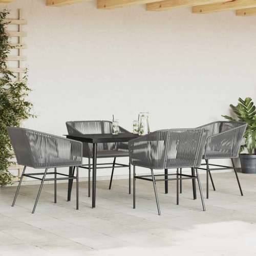 Vrtna garnitura - 5-dijelni vrtni blagovaonski set s jastucima poliratan i staklo - Siva 140 x 70 x 74 cm 4 Cijena
