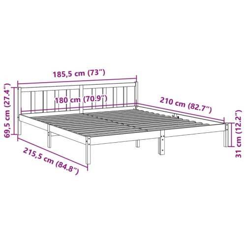 Dugi okvir kreveta bez madraca 180 x 210 cm od borovine - Prirodna 180 x 210 cm Cijena