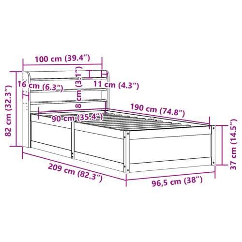Okvir kreveta s uzglavljem bijeli 90 x 190 cm od borovine - Bijela 90 x 190 cm Cijena