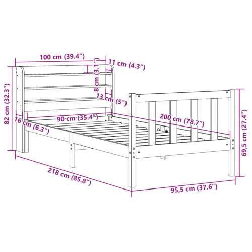 Okvir kreveta bez madraca bijeli 90 x 200 cm masivna borovina - Bijela 90 x 200 cm Cijena