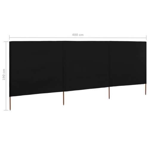 Vjetrobran s 3 panela od tkanine 400 x 160 cm crni - Crna 400 x 160 cm 1 Cijena