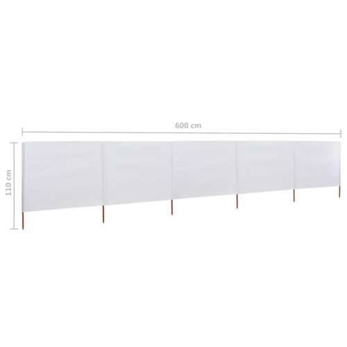 Vjetrobran s 5 panela od tkanine 600 x 80 cm pješčano bijeli Cijena