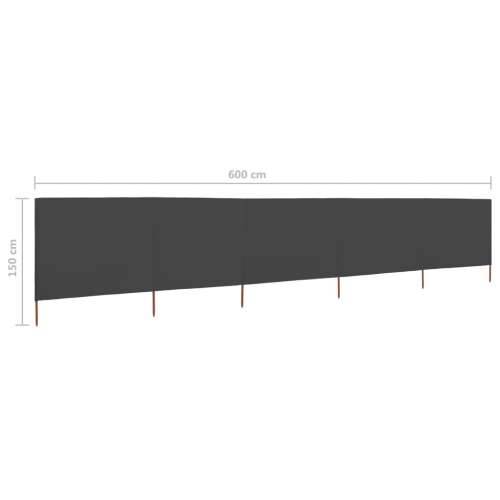 Vjetrobran s 5 panela od tkanine 600 x 120 cm antracit - Antracit 600 x 120 cm 1 Cijena