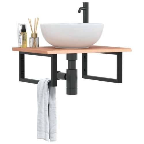Zidna polica za Lavabo - Umivaonik od čelika i masivne hrastovine - svijetlo smeđa i crna 60 x 50 x 2 cm 1 Pravokutno Cijena