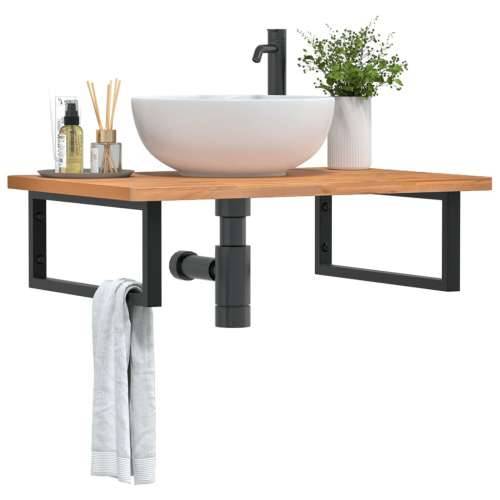 Zidna polica za Lavabo - Umivaonik od čelika i masivne bukovine - Crna 80 x 55 x 2.5 cm 1 Pravokutno Cijena
