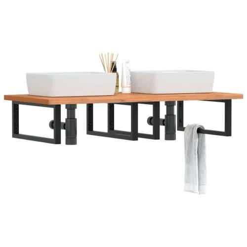 Zidna polica za Lavabo - Umivaonik od čelika i masivne bukovine - Crna 115 x 55 x 2.5 cm 1 Pravokutno Cijena