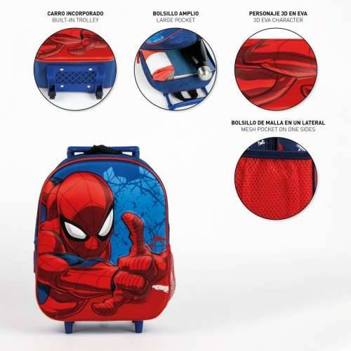 Školski Ruksak s Kotačima Spider-Man Plava 3D Cijena