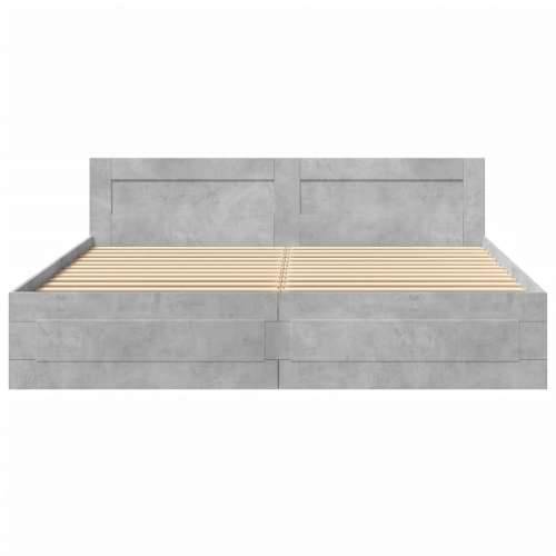 Okvir kreveta s uzglavljem siva boja betona 180 x 200 cm drveni - Beton siva 180 x 200 cm Cijena