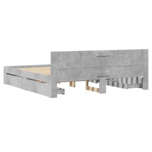 Okvir kreveta s uzglavljem siva boja betona 180 x 200 cm drveni - Beton siva 180 x 200 cm Cijena