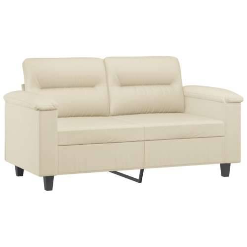 2-dijelni set sofa s jastucima krem od umjetne kože - Krema s jastučićima Cijena
