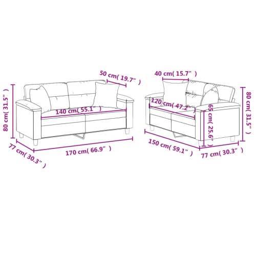 2-dijelni set sofa s jastucima krem od umjetne kože - Krema s jastučićima Cijena