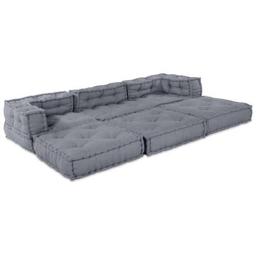 Modularni Sofe Pouffe za 3 Osobe Konvertibilni Sivi Tekstil Cijena