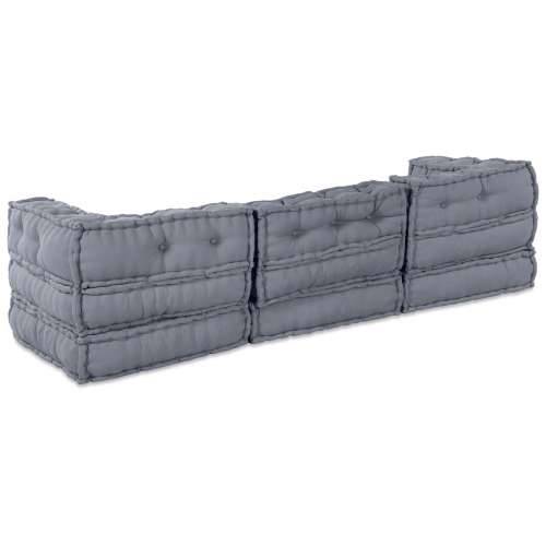 Modularni Sofe Pouffe za 3 Osobe Konvertibilni Sivi Tekstil Cijena