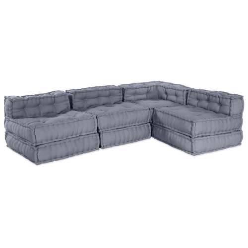 4-sjedalni modularni pouf sofa konvertibilna siva tkanina Cijena