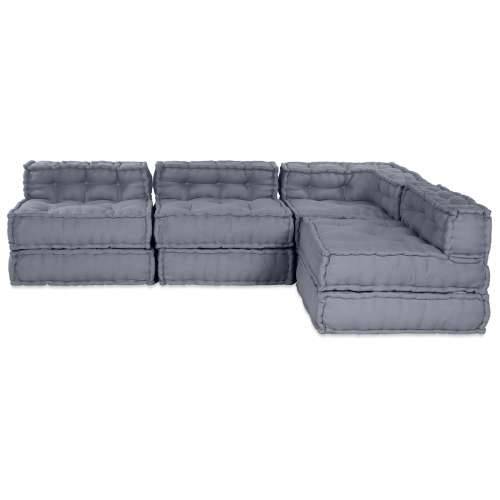 4-sjedalni modularni pouf sofa konvertibilna siva tkanina Cijena