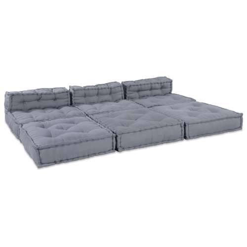 Modularni Pouf Sofa za 4 Osobe Konvertibilna Siva Tkanina Cijena