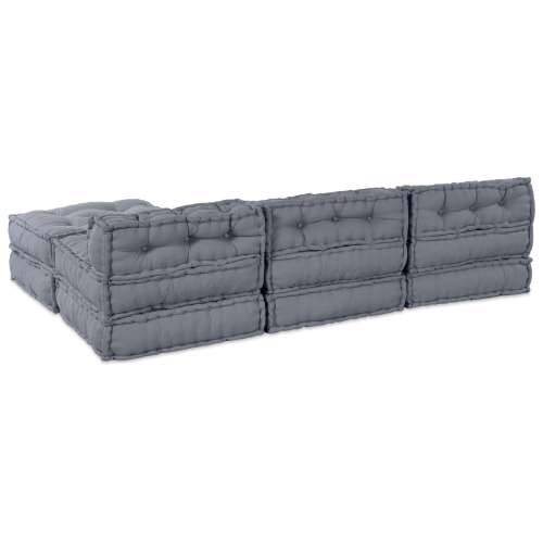 Modularni Pouf Sofa za 4 Osobe Konvertibilna Siva Tkanina Cijena
