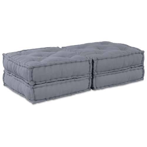 Dvosjed Modularni Pouf Sofa Konvertibilni Sivi Tkanina Cijena