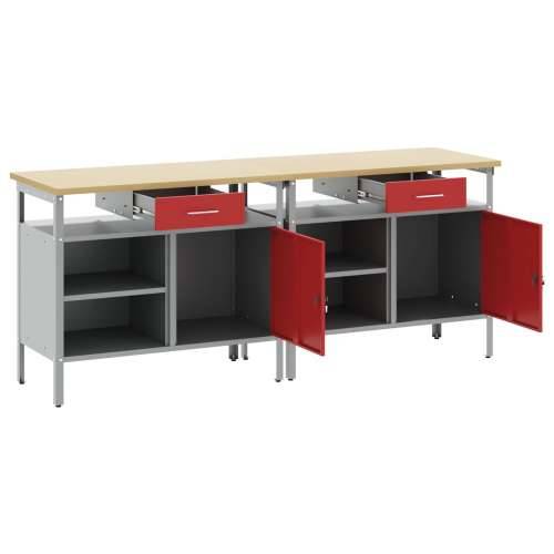 Set radne klupe od 2 dijela, crvena, čelik Cijena