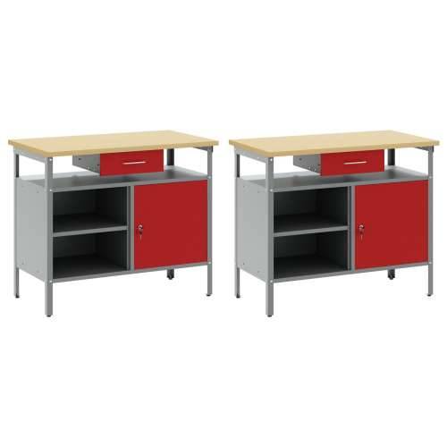Set radne klupe od 2 dijela, crvena, čelik Cijena
